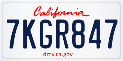 CA license plate 7KGR847