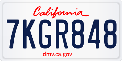 CA license plate 7KGR848
