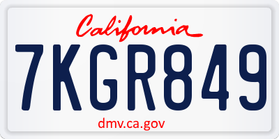CA license plate 7KGR849