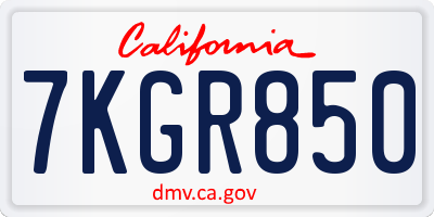 CA license plate 7KGR850