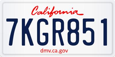 CA license plate 7KGR851