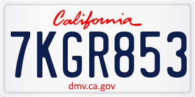 CA license plate 7KGR853
