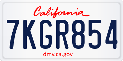CA license plate 7KGR854