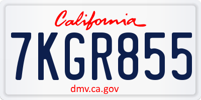 CA license plate 7KGR855