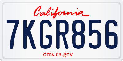 CA license plate 7KGR856