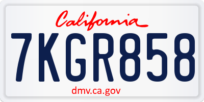 CA license plate 7KGR858