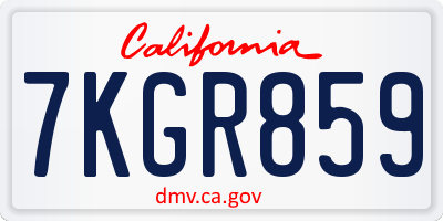 CA license plate 7KGR859