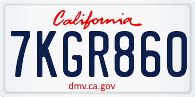 CA license plate 7KGR860