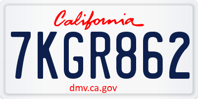 CA license plate 7KGR862