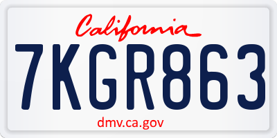 CA license plate 7KGR863