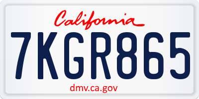 CA license plate 7KGR865