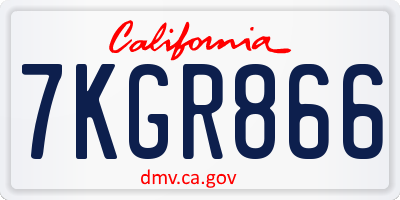 CA license plate 7KGR866