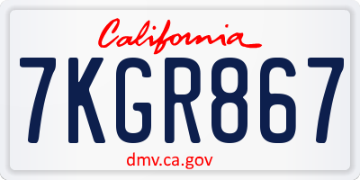 CA license plate 7KGR867