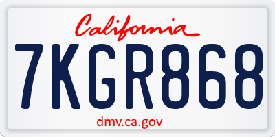 CA license plate 7KGR868