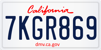 CA license plate 7KGR869
