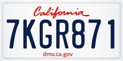 CA license plate 7KGR871
