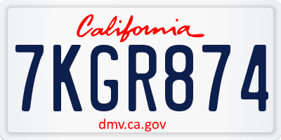 CA license plate 7KGR874