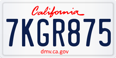 CA license plate 7KGR875