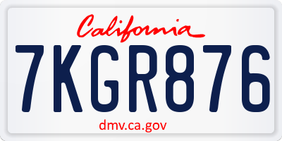 CA license plate 7KGR876