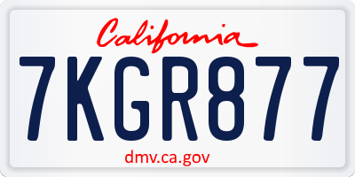 CA license plate 7KGR877