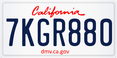 CA license plate 7KGR880