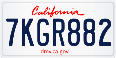 CA license plate 7KGR882