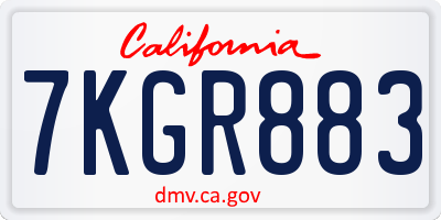 CA license plate 7KGR883