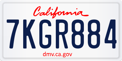CA license plate 7KGR884