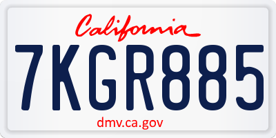 CA license plate 7KGR885