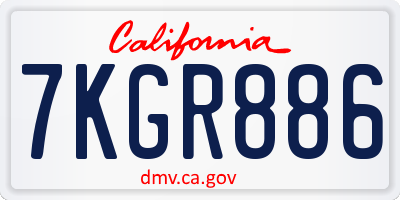 CA license plate 7KGR886
