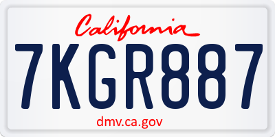CA license plate 7KGR887