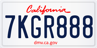 CA license plate 7KGR888
