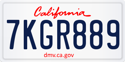 CA license plate 7KGR889