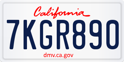 CA license plate 7KGR890