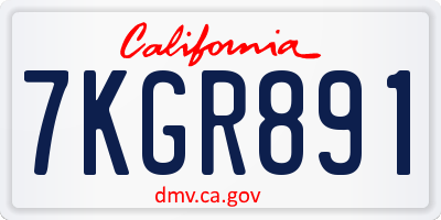 CA license plate 7KGR891
