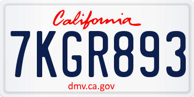 CA license plate 7KGR893