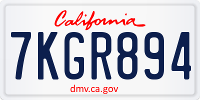 CA license plate 7KGR894