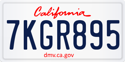 CA license plate 7KGR895
