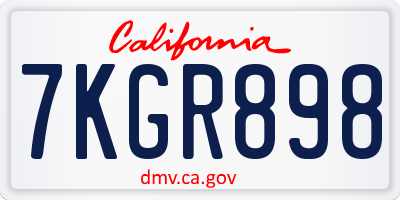 CA license plate 7KGR898