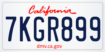CA license plate 7KGR899