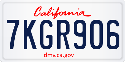 CA license plate 7KGR906