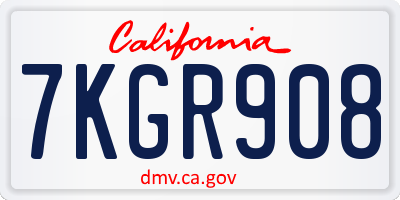 CA license plate 7KGR908