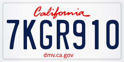 CA license plate 7KGR910
