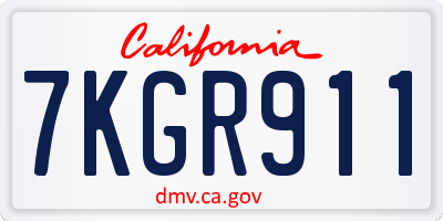 CA license plate 7KGR911