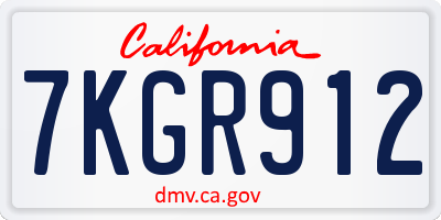 CA license plate 7KGR912