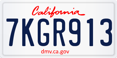 CA license plate 7KGR913