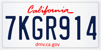 CA license plate 7KGR914