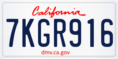 CA license plate 7KGR916