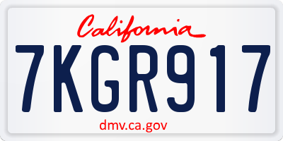 CA license plate 7KGR917