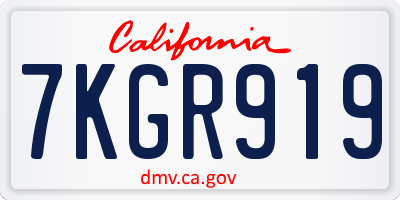 CA license plate 7KGR919